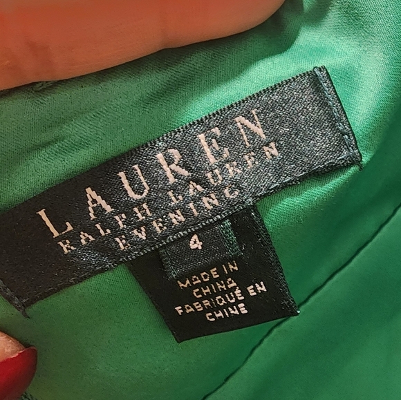 LAUREN By Ralph Lauren Evening Green Strappy  Cocktail Dress size 4 - Picture 8 of 10